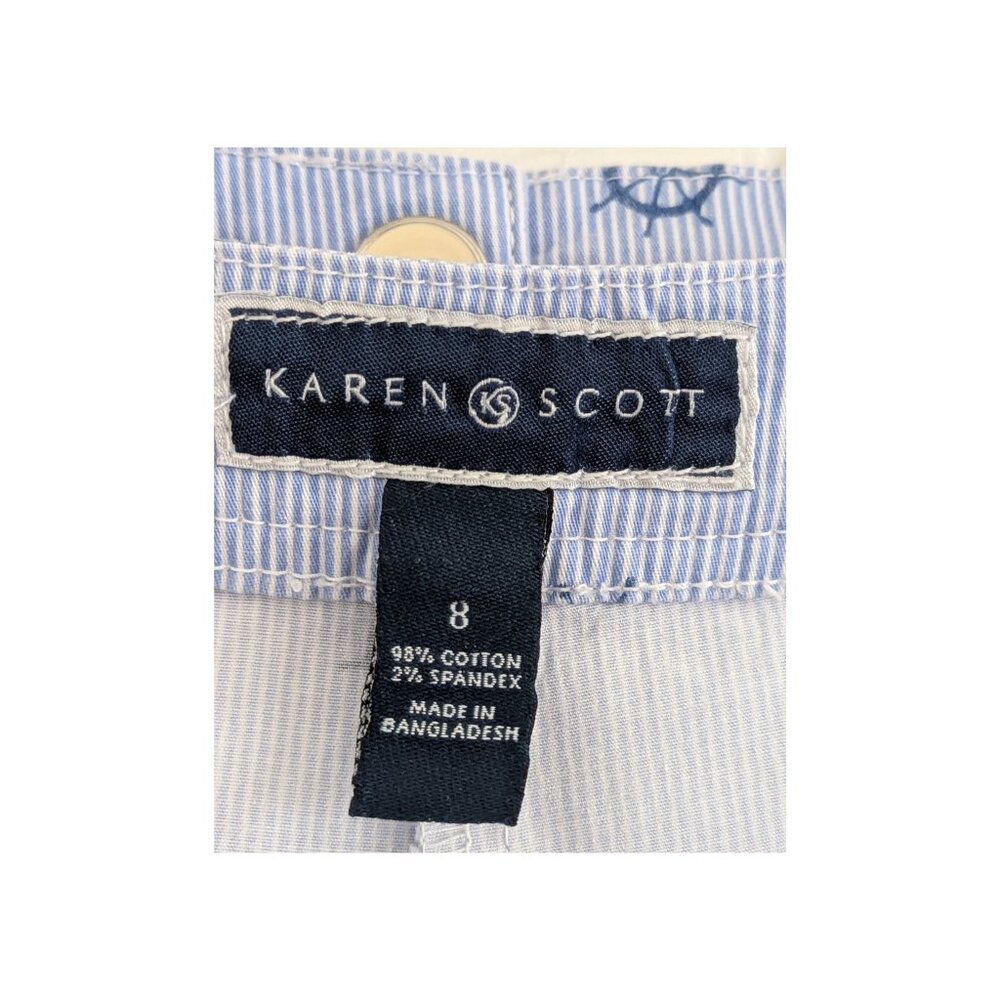 Karen Scott Nautical Ship Wheel Skort Size 8 Blue White Cotton Stretch - Picture 5 of 6